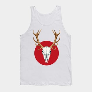 Deer's Skull over red sun Tank Top